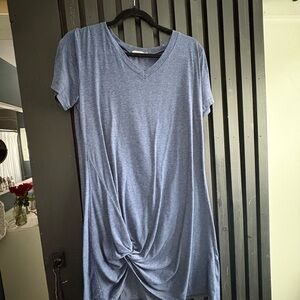 Blue V-Neck Knotted Women Top